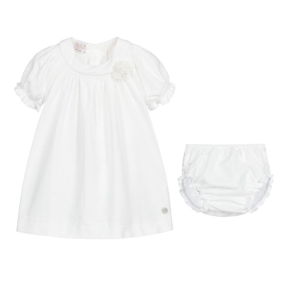 𝅺BABY GIRLS WHITE DRESS SET - Picture 1 of 7